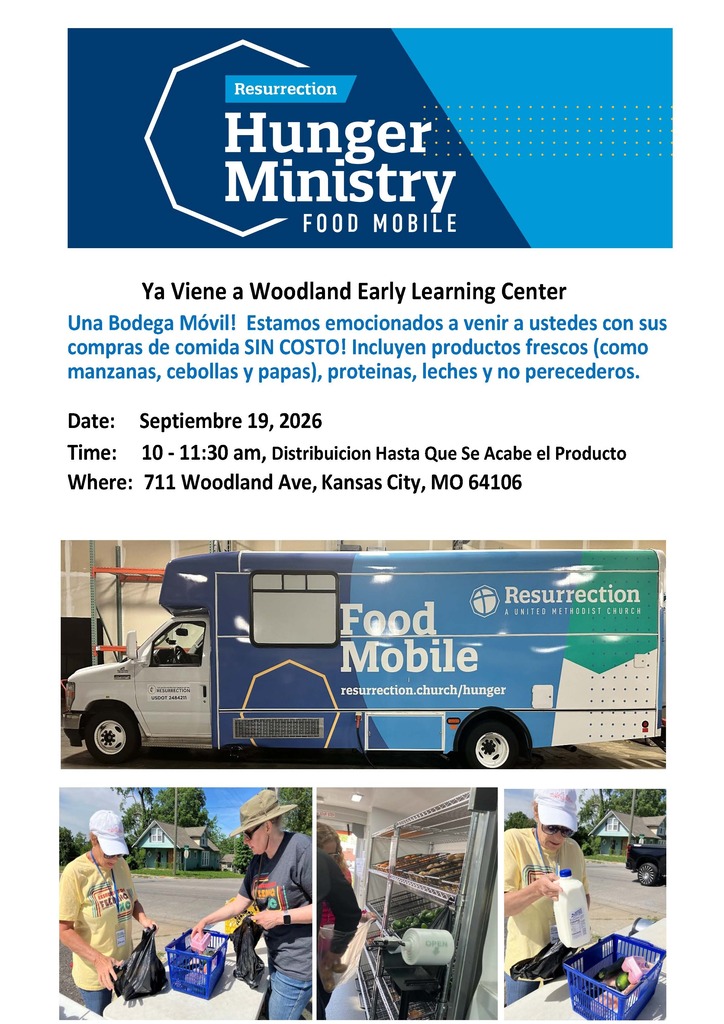 Flyer announcing Mobile Food Pantry in Spanish on September 19th at Woodland from 10:00 to 11:30.1