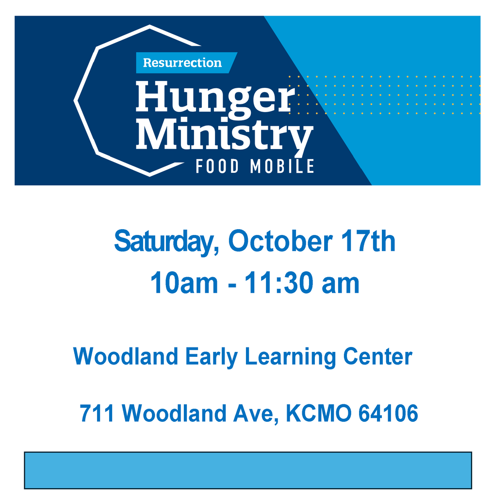 Flyer announcing Mobile Food Pantry on October 17th at Woodland from 10:00 to 11:30.