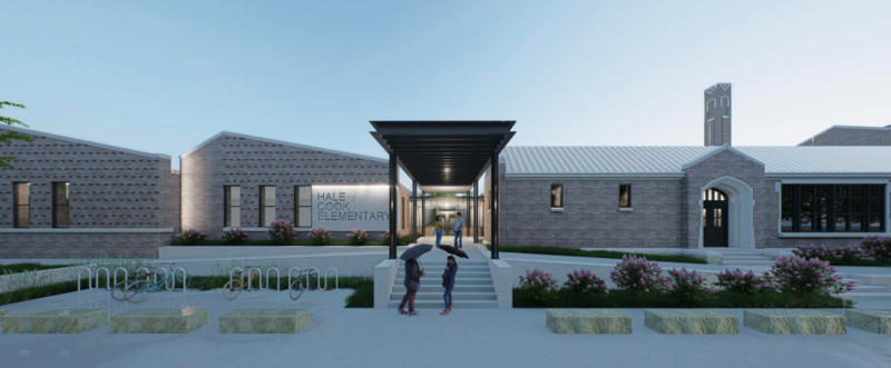 a computer generated rendering of what hale cook elementary will look like after renovation