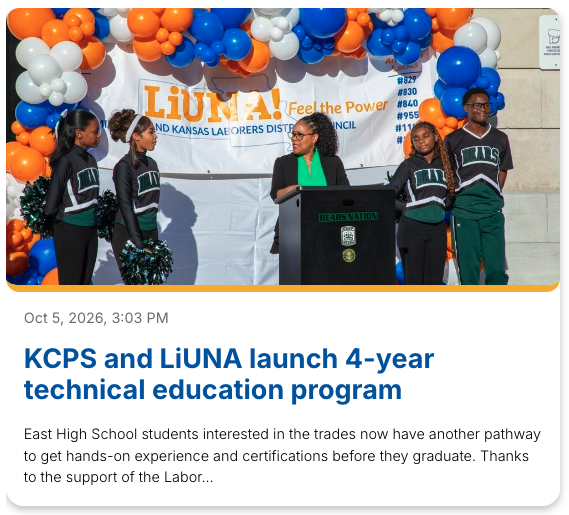 KCPS and LiUNA launch 4-year technical education program