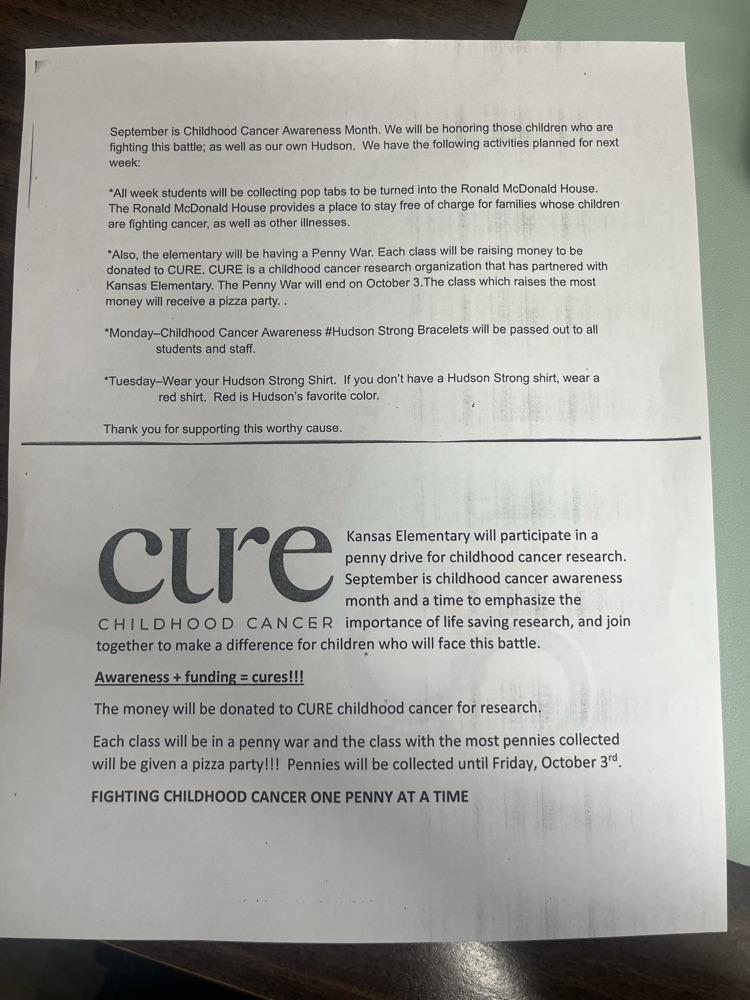 Information for next week