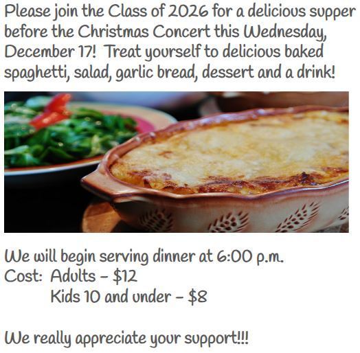 Class of 2026 Supper Announcement