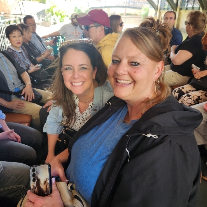 the ladies enjoy the scenic riverwalk