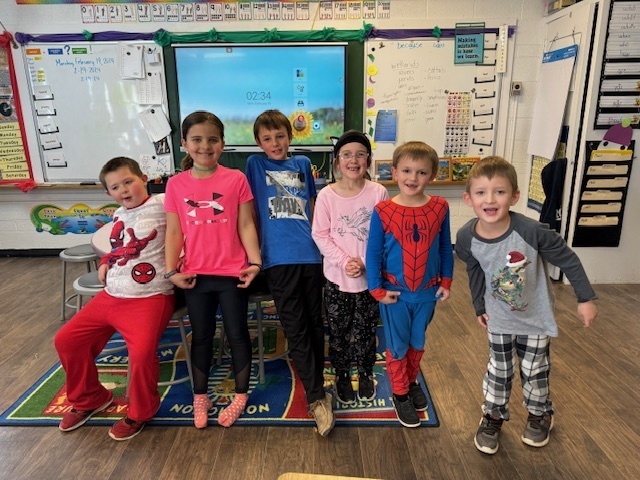 Kinder-2nd grade dressed up in pajamas for FFA Week 2024.