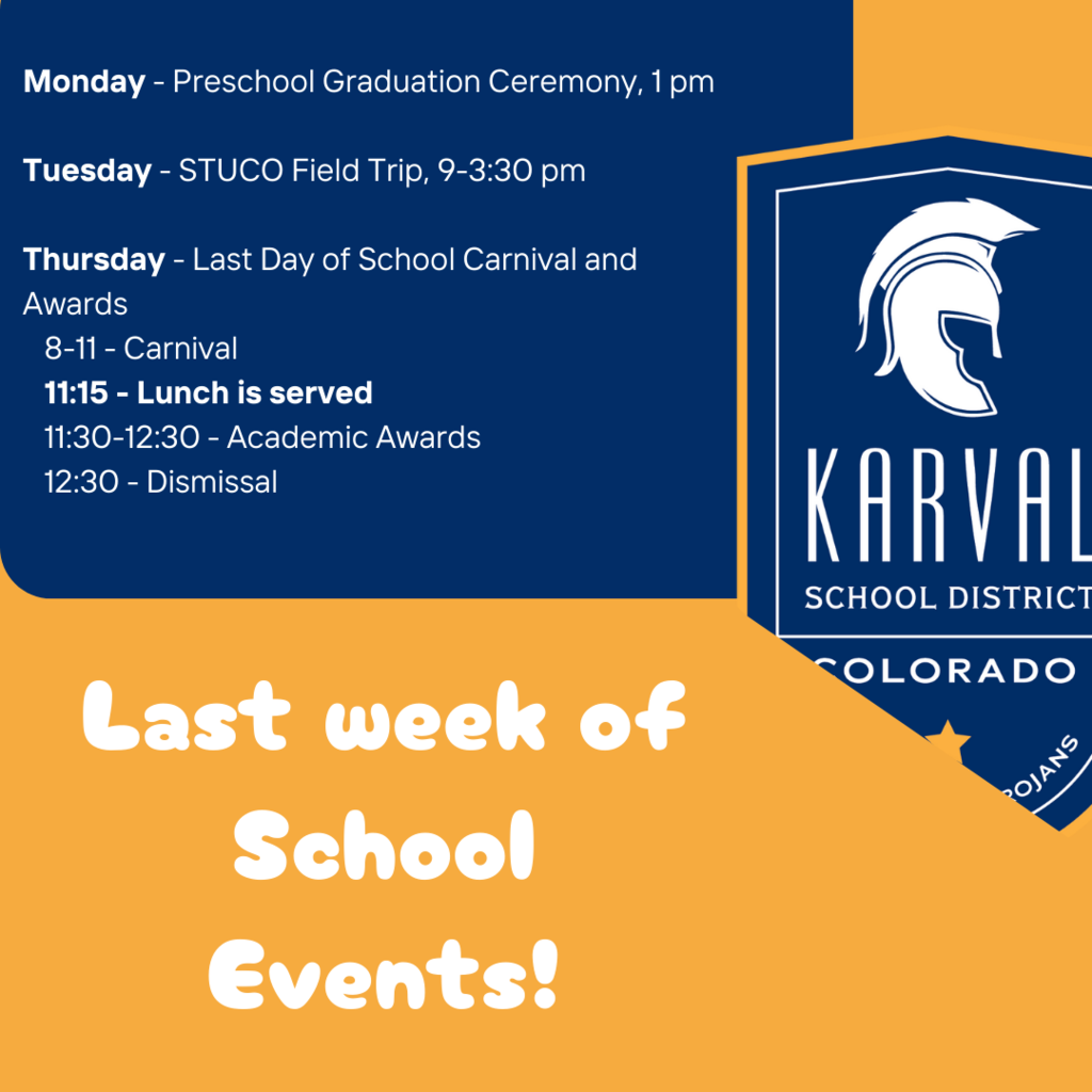 list of events for last week of school