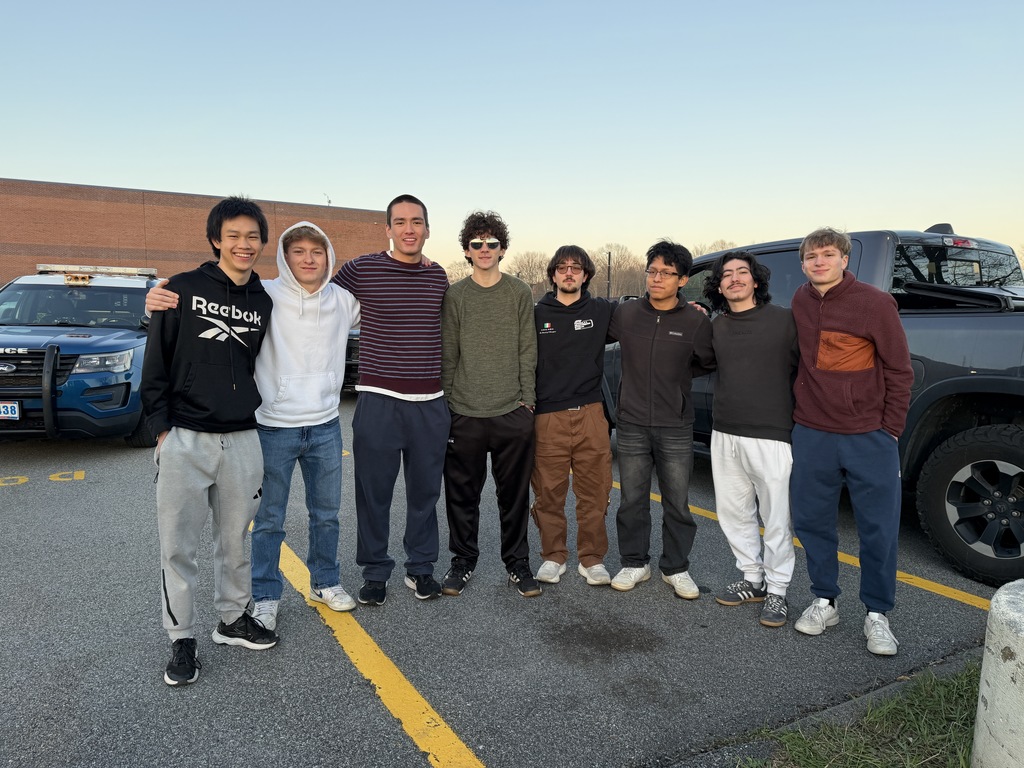students standing outside