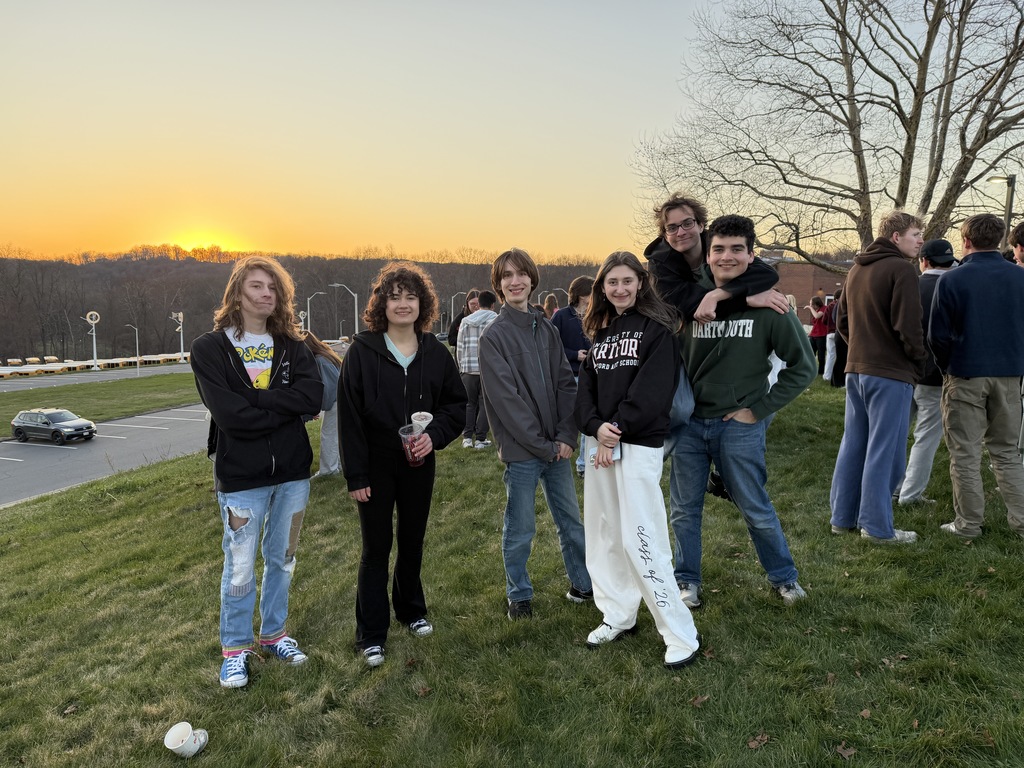 students standing outside
