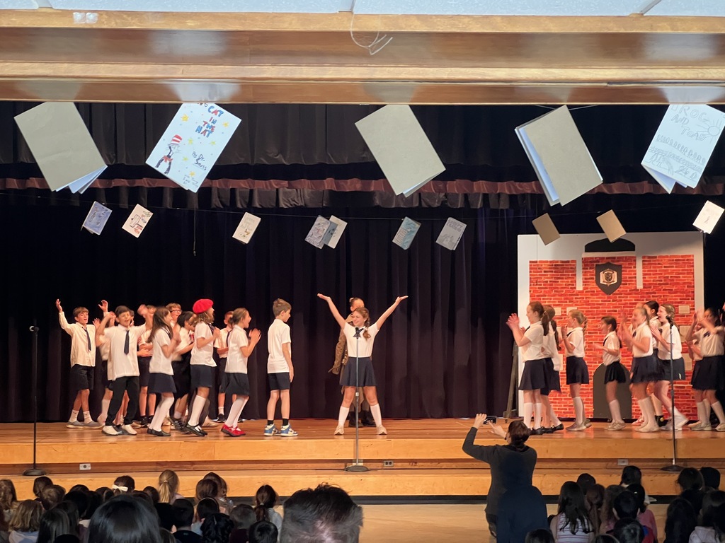 students on stage 