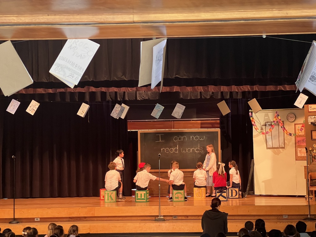 students on stage 