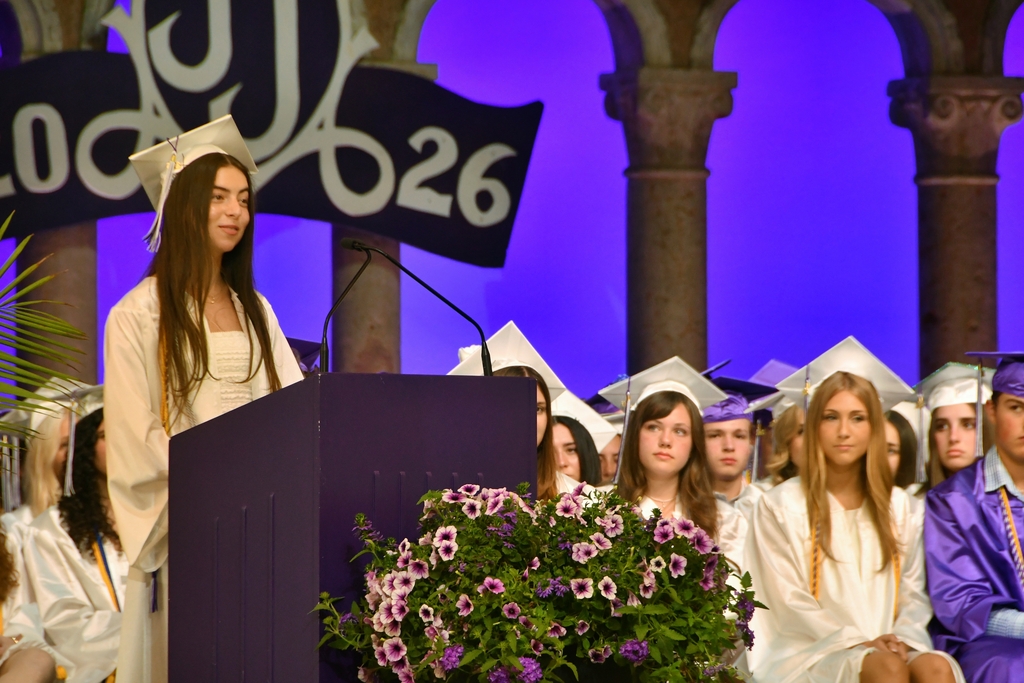 students on stage 