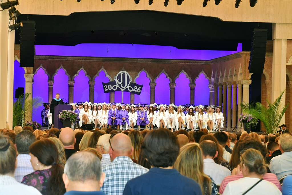 students on stage 