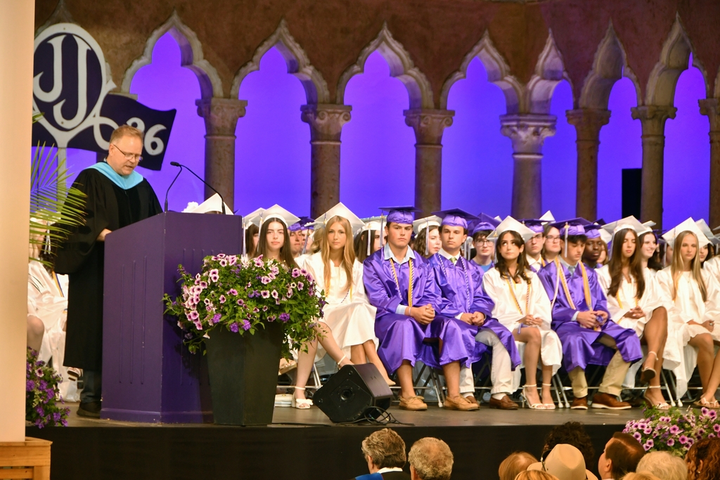 students on stage 