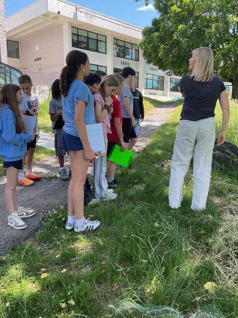 students standing outside