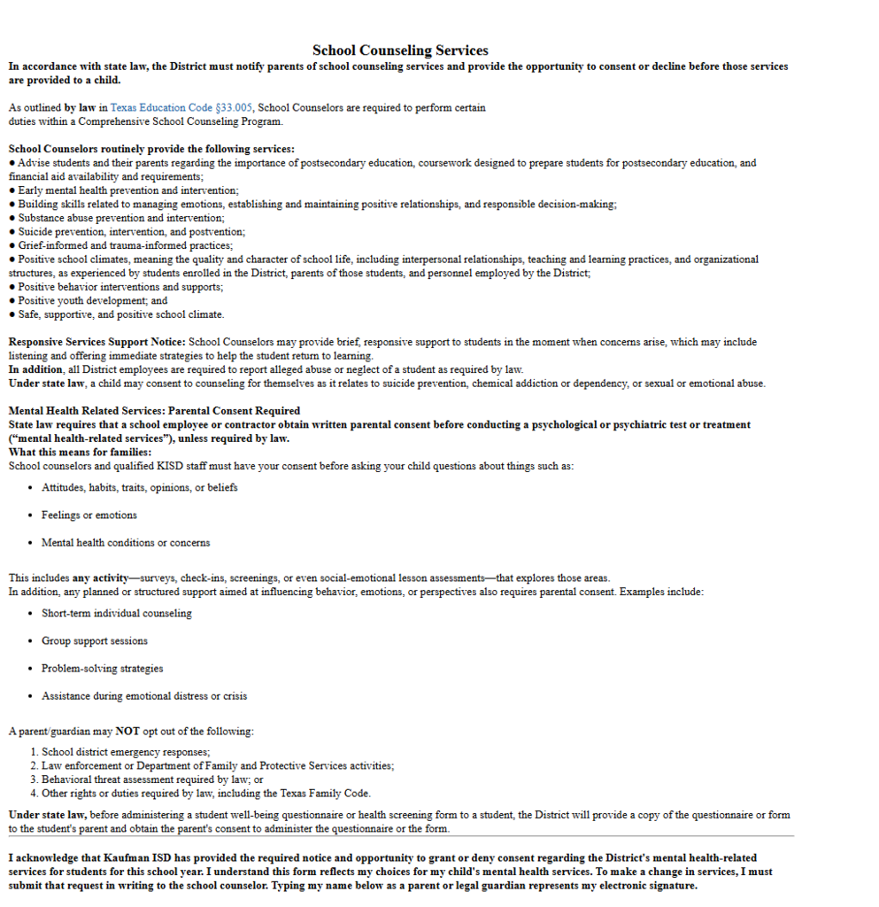 Counseling Form