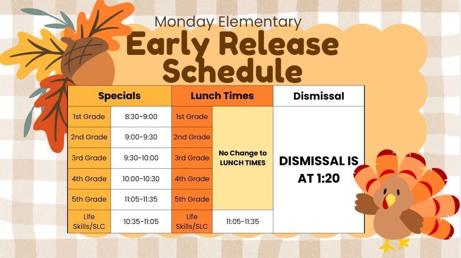 Early Release Schedule