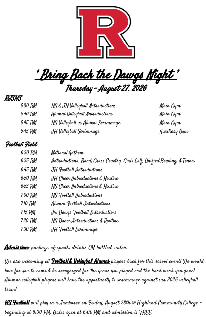 Bring Back the Dawgs Schedule