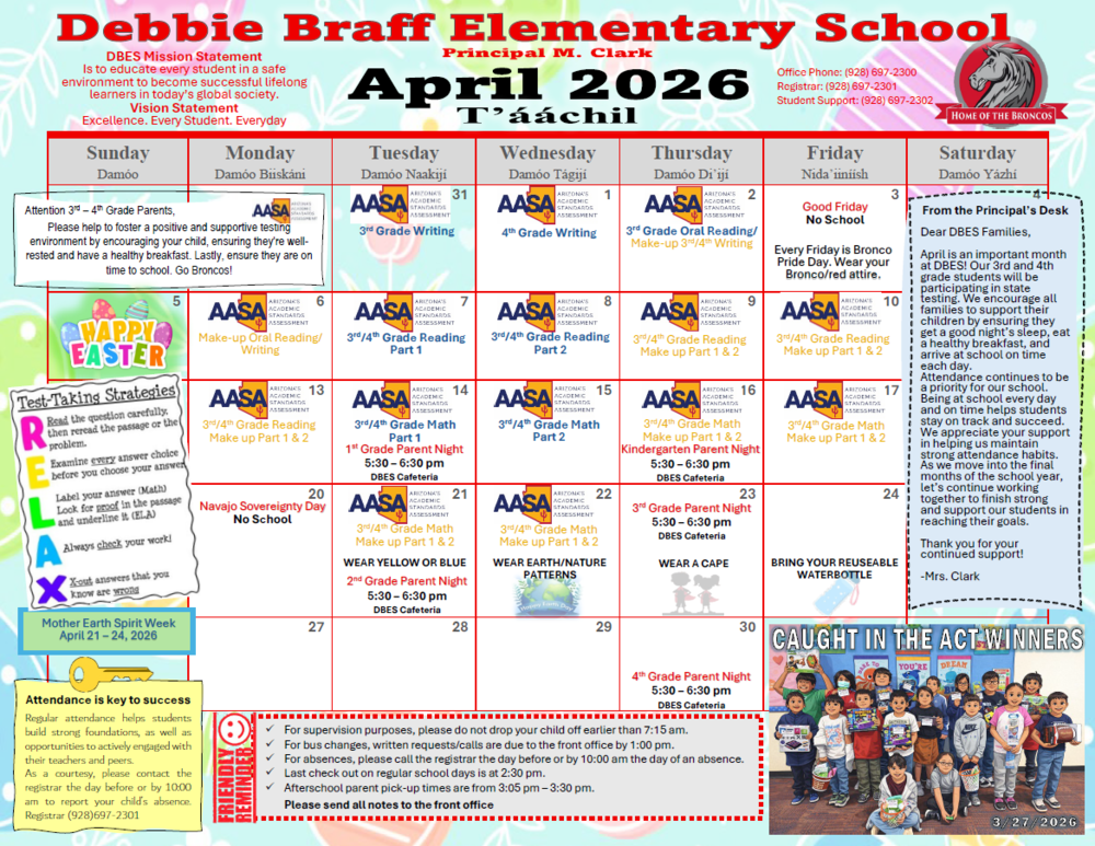DBES April Calendar