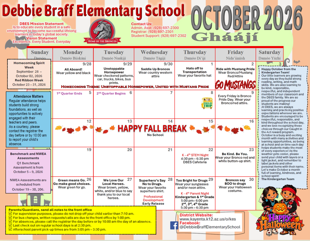 DBES October 2026 Calendar
