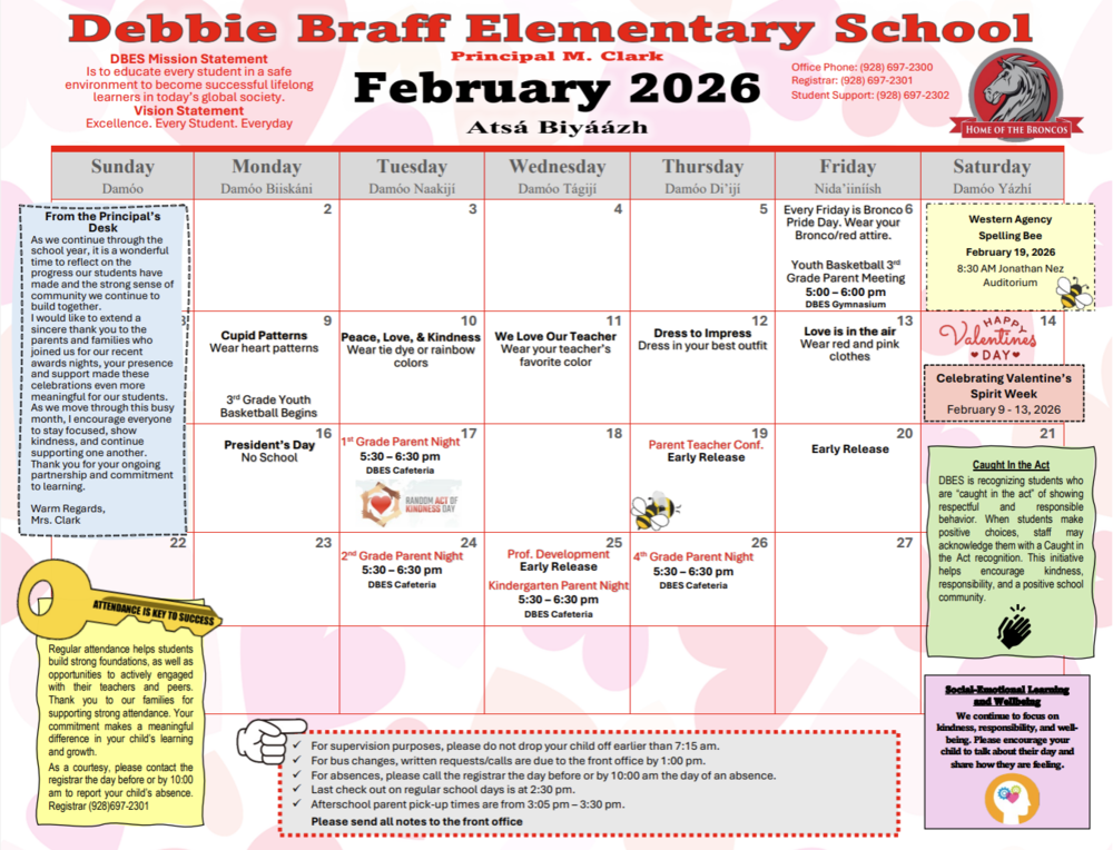 DBES February Calendar