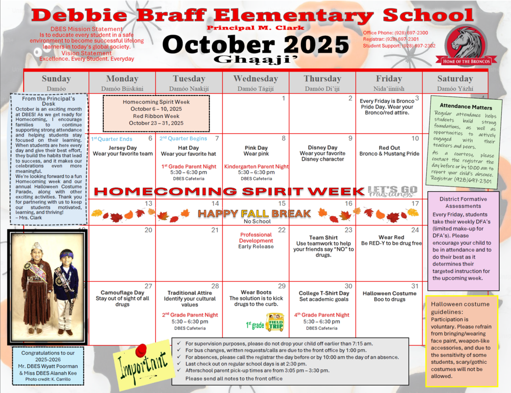 DBES October Calendar