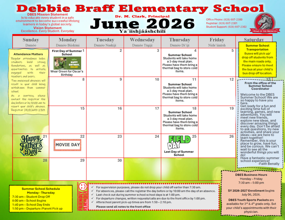 DBES June Calendar