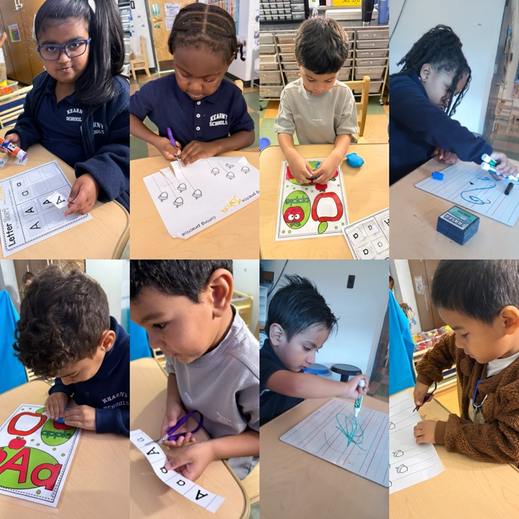 Students in Miss Dyl’s class enjoyed a Fun Fine Motor Friday! They worked on cutting and and writing skills and practicing making the letter Aa with playdoh!