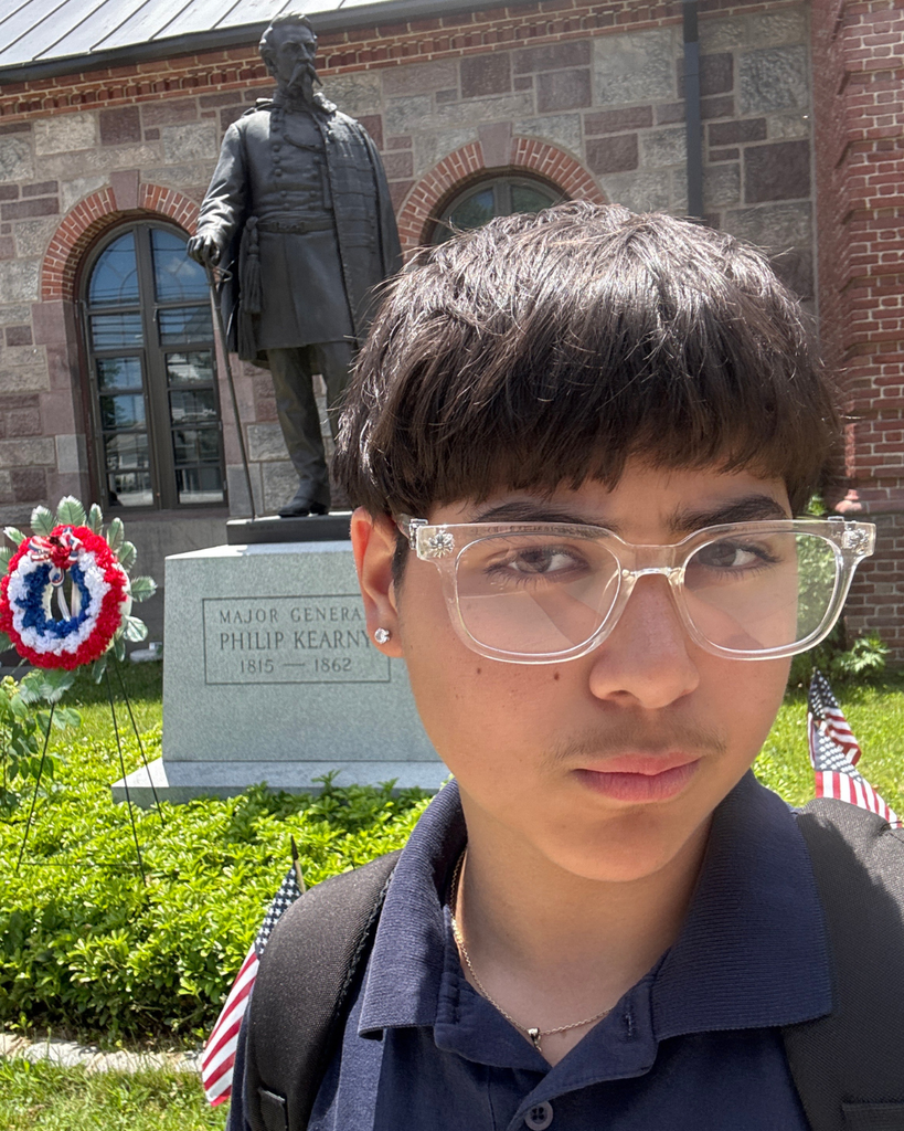 Boy with statue