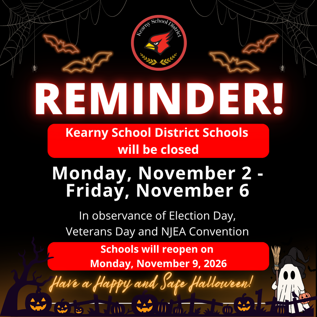 Reminder: Schools are Closed from Monday, November 2 to Friday November 6th and will reopen on Monday, November 9th. 