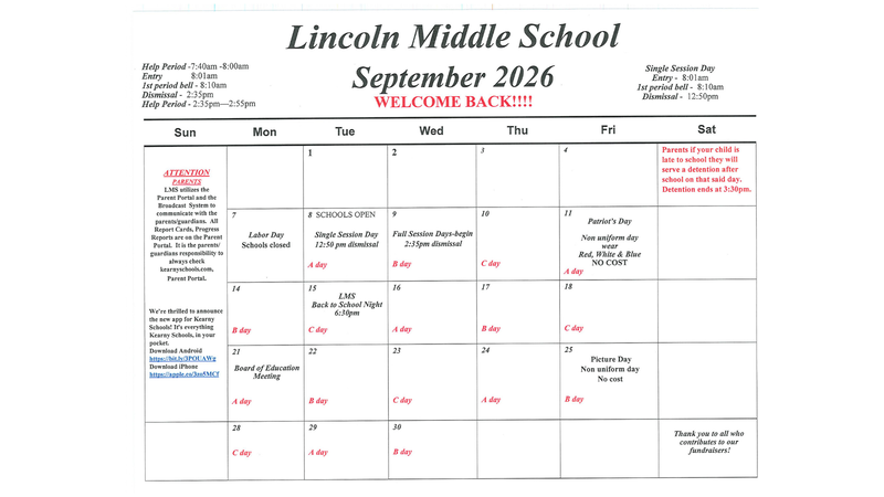 LMS September 2026 Calendar