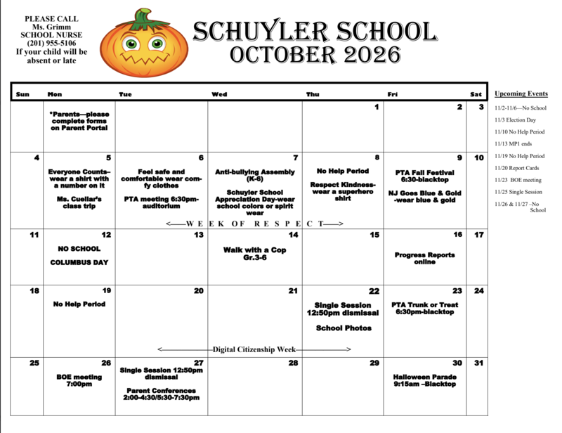October Calendar