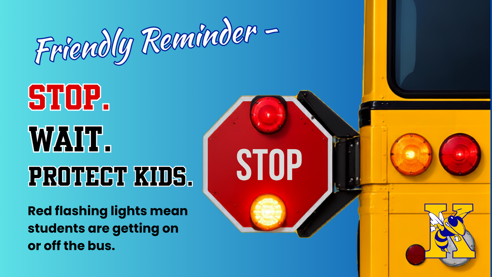 Red flashing lights on bus mean stop