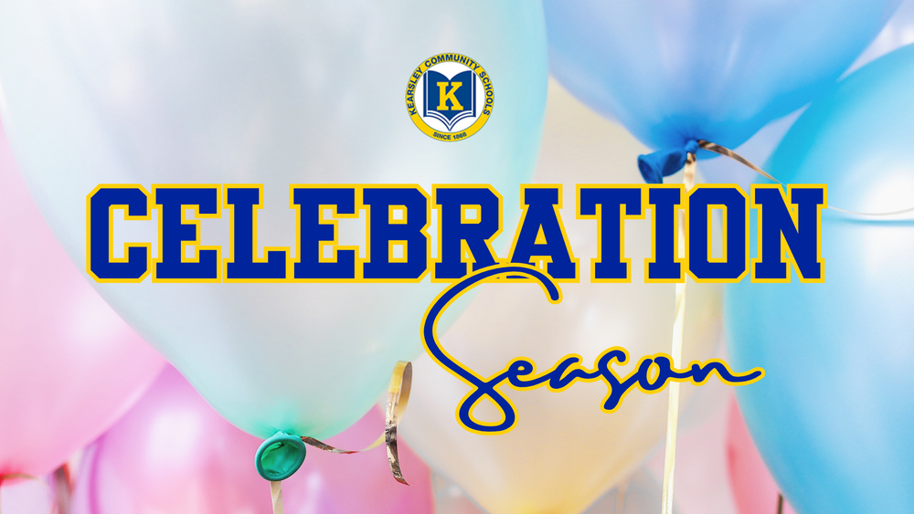 Celebration Season graphic with balloons