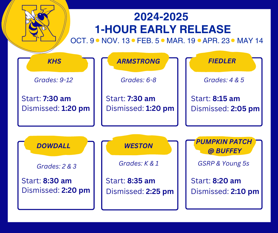 1-Hour Early Release Wed., Oct. 9