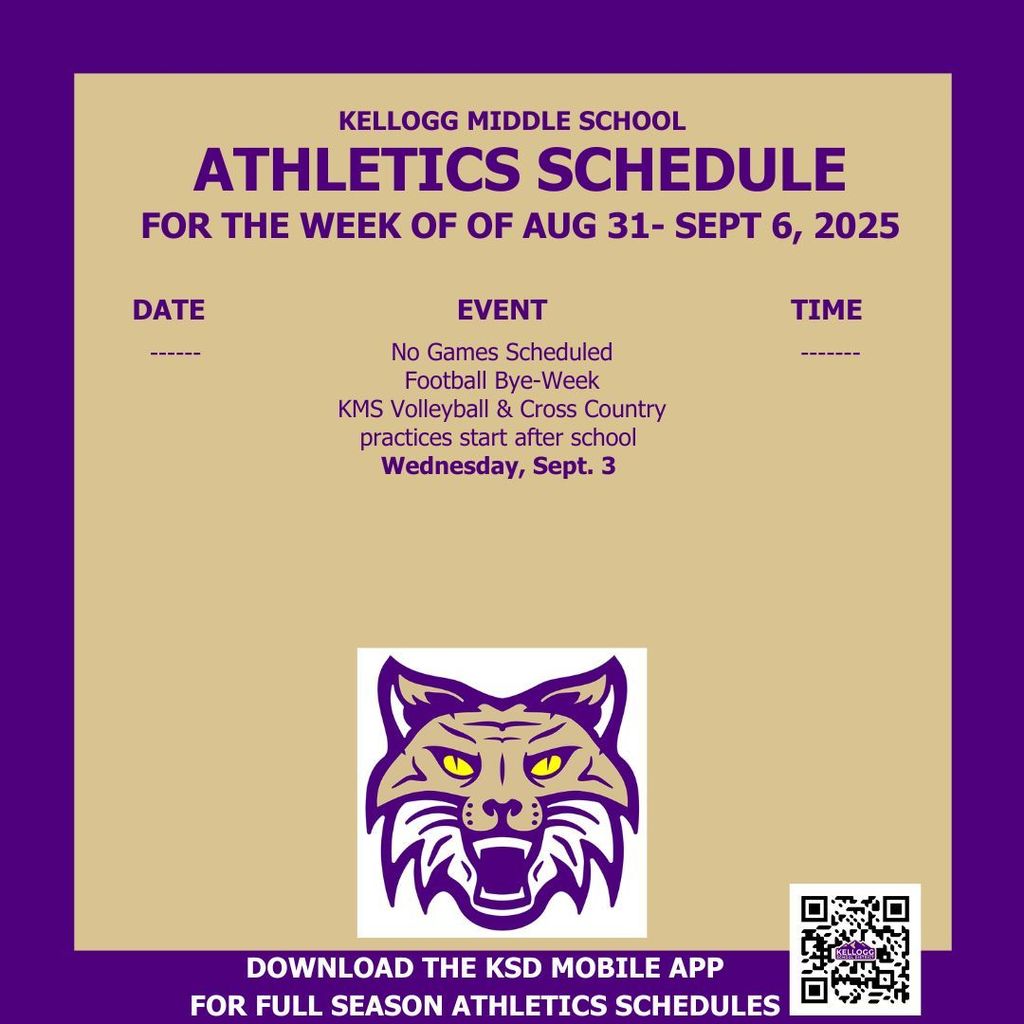 KMS Athletics 8/31-9/6: No games this week for KMS as Football has a bye and Volleyball has their tryouts and Cross Country begins practice GO WILDCATS!!