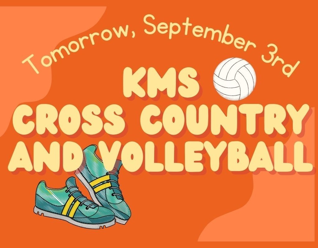 orange background announcing cross country and volleyball starting September 3rd
