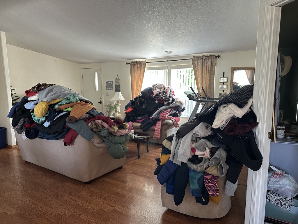 piles of coats
