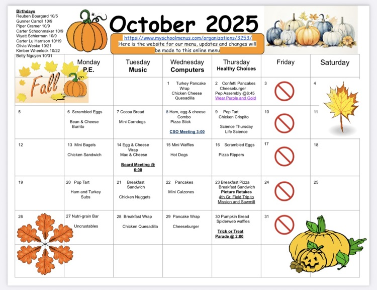 October Menu