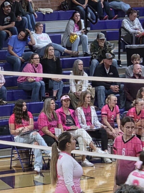 students at a volleyball game