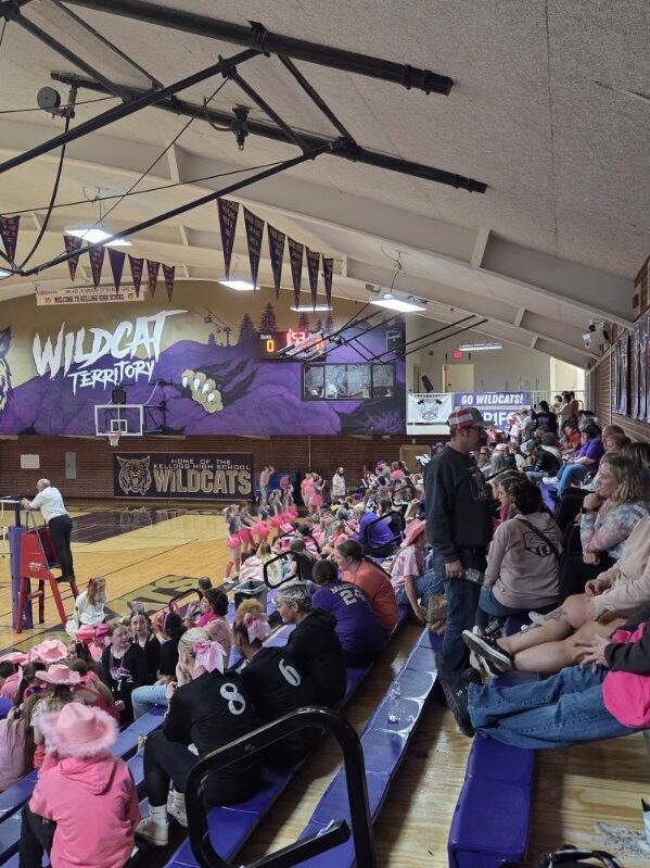 students at a volleyball game