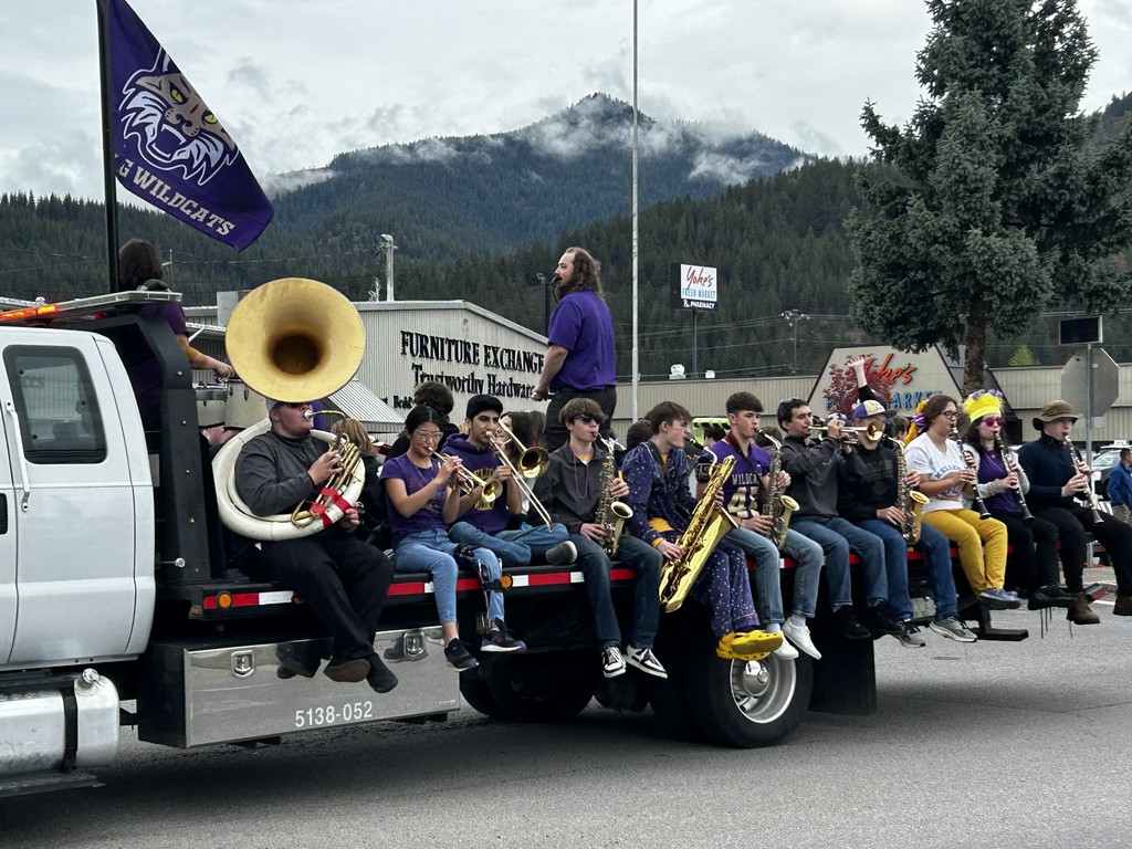 students at a parade