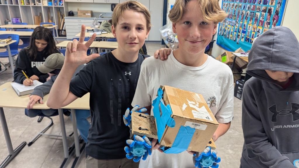 Students with their egg car.