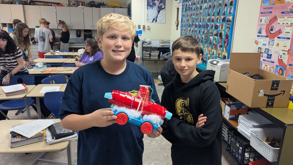 Students with their egg car.