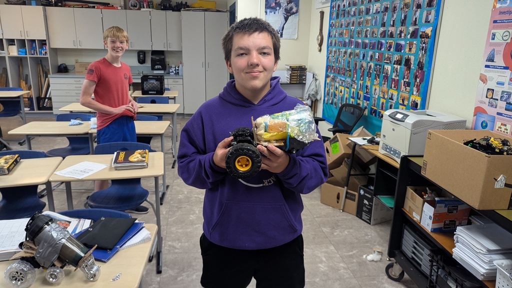Students with their egg car.