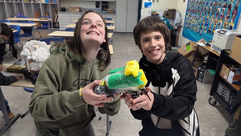 Students with their egg car.