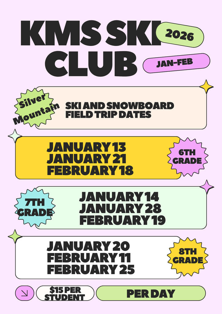 Ski club flyer with dates that are scheduled.