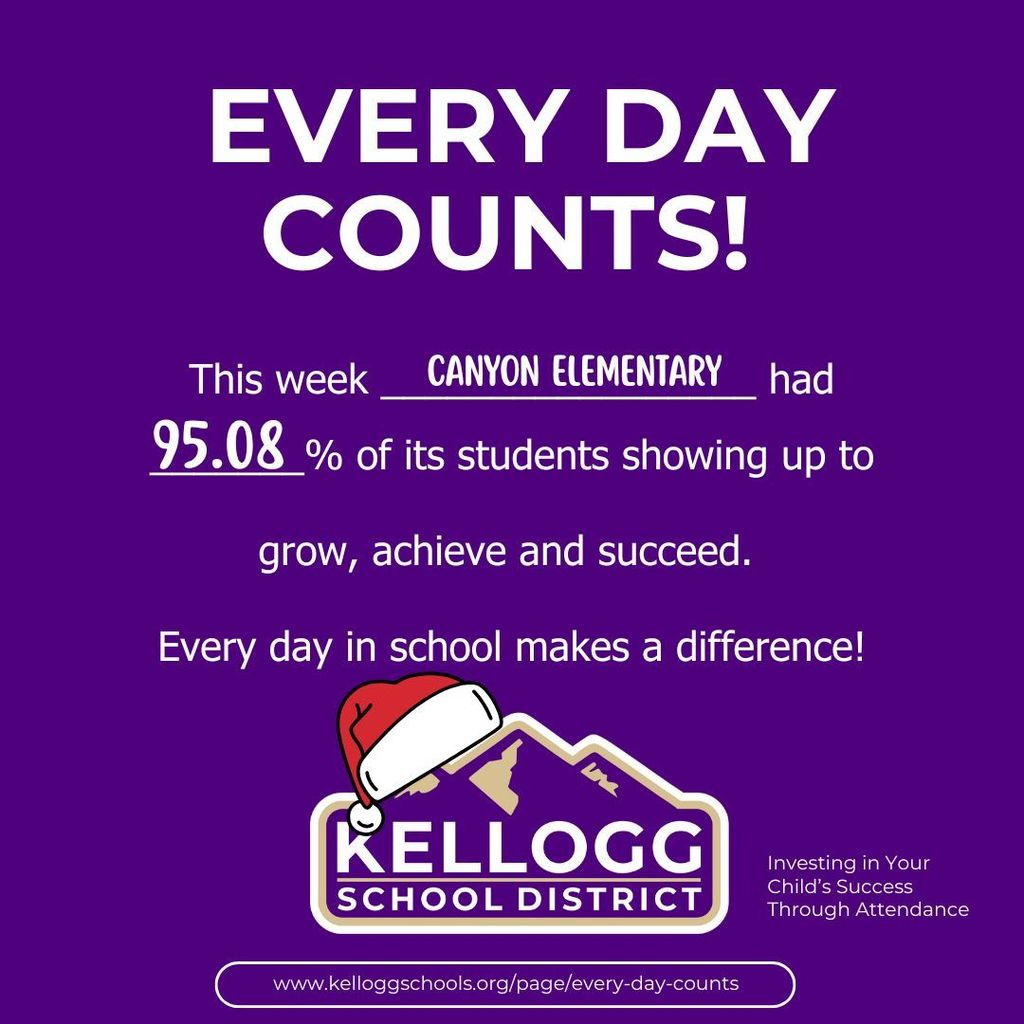 With only three weeks until Christmas Break, our schools are buzzing with concerts, projects, celebrations, and lots of hands-on learning! 🎄✨ This is such a fun and important time of year, and every day in class truly matters. When students are here, they’re part of the activities, memories, and learning moments that make this season special. Let’s finish December strong together—show up, join in, and make the most of these last school days of 2025! 💛💜#everydaycounts