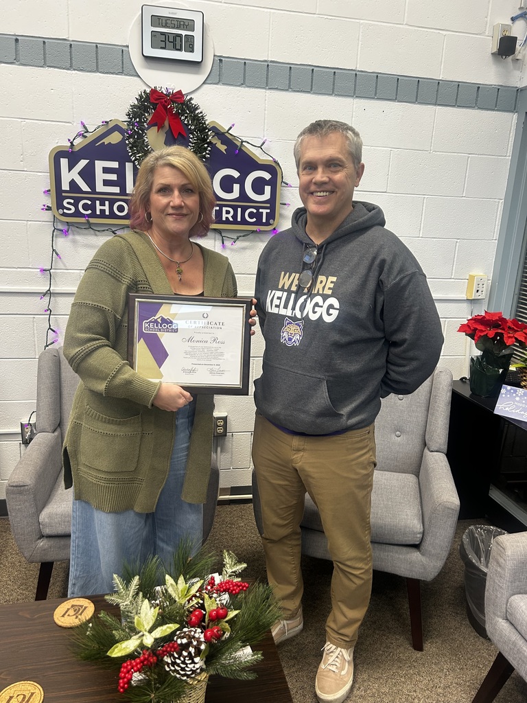 ✨ Thank You, Trustee Ross As Monica Ross’s term on the Kellogg School District Board of Trustees comes to a close on December 31, we want to express our appreciation for her service and dedication. Since her appointment in October 2023, Monica has given her time, energy, and thoughtful leadership to support our students, staff, and community.  Please join us in thanking Trustee Ross for her commitment to the Kellogg School District. 💜💛