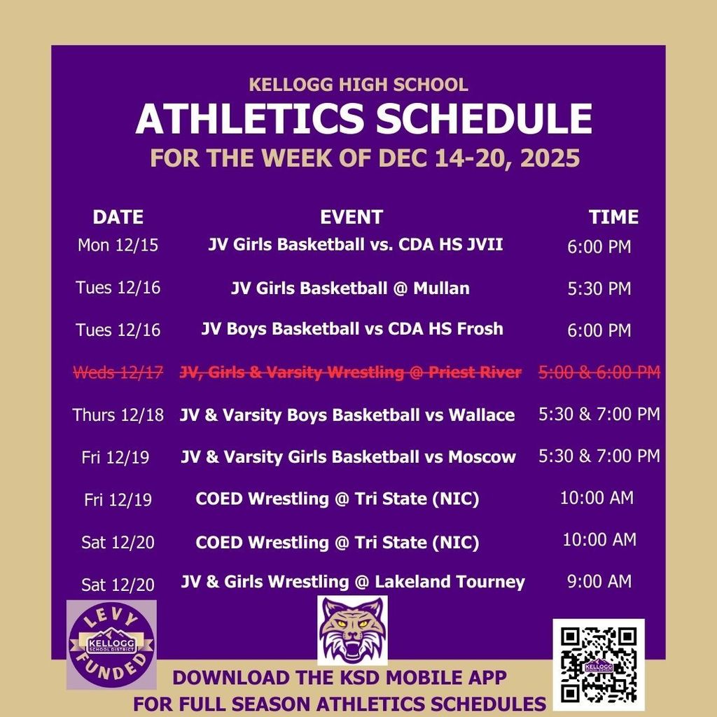 The match with Priest River scheduled for Dec. 17 has been cancelled. We hope to reschedule it and will look for a new date after the new year.