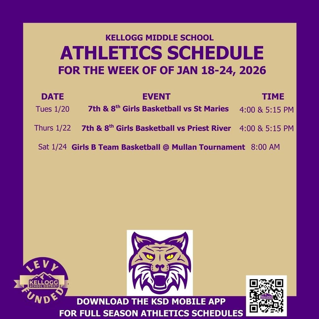 , the girls basketball teams are home this week as St. Maries comes to town on Tuesday and Priest River visits on Thursday.  On Saturday, the B team gets into action as they compete in the Mullan tournament to kick off their season.  Plenty of action this week so pick your team and cheer, cheer, cheer!  GO WILDCATS!!
