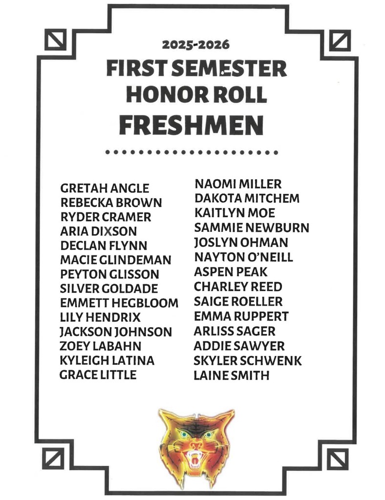 2025-2026 first semester honor roll freshmen